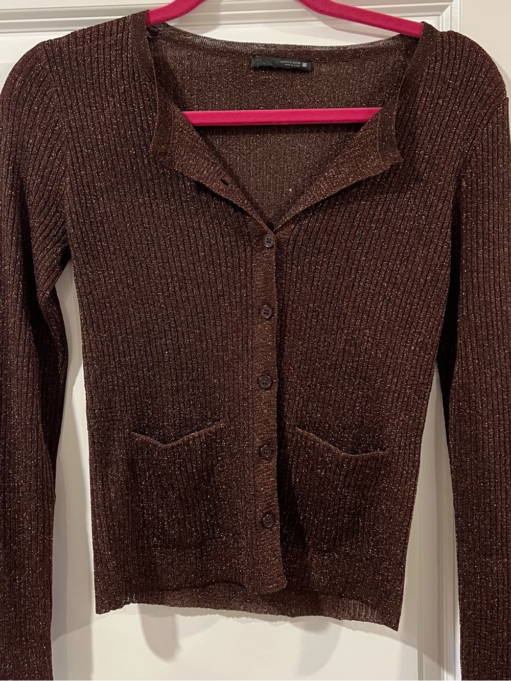 Zara Brown Ribbed Sweater/Cardigan